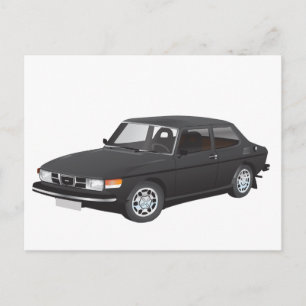 Saab 99 zwart briefkaart