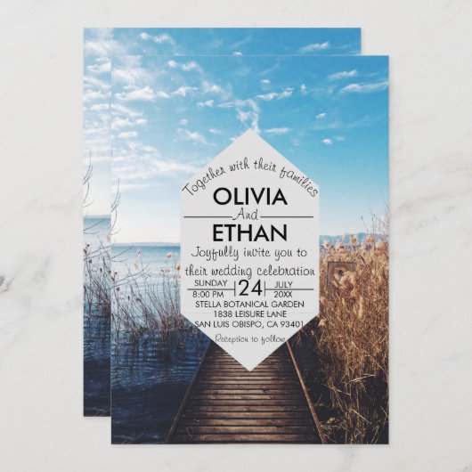 Saacape strandfeest bruiloft uitnodiging (Voorkant / Achterkant)