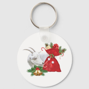 Saanen Goat met vakantiegeest Sleutelhanger