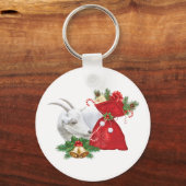 Saanen Goat met vakantiegeest Sleutelhanger (Voorkant)