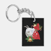 Saanen Goat met vakantiegeest Sleutelhanger (Voorkant Links)