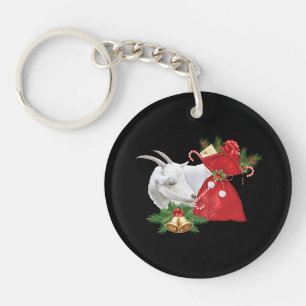 Saanen Goat met vakantiegeest Sleutelhanger