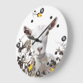 Saanen Peinture de chèvre laitière Floral Horloge (Angle)