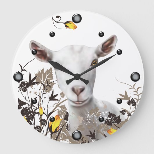Saanen Peinture de chèvre laitière Floral Horloge (Recto)