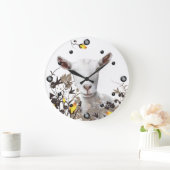 Saanen Peinture de chèvre laitière Floral Horloge (Maison)