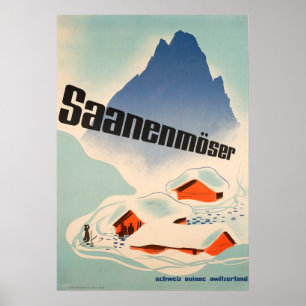 Saanenmöser Zwitserland Vintage Travel Poster
