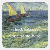 Saap in saintes-Maries; Van Gogh Bookplate Vierkante Sticker (Voorkant)