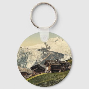 Saas Fee, alpine uitzicht, Valais, Alpen van Zwits Sleutelhanger