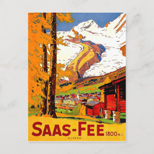 Saas - Fee, dorp in Zwitserland, vintage-reizen Briefkaart