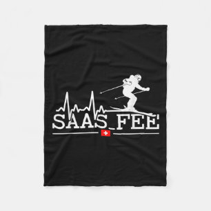 Saas-fee Hart Ski Resort Zwitserse Alpen Skien Zw Fleece Deken