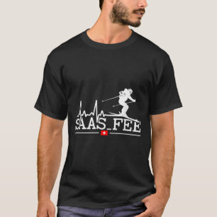 Saas-fee Hartslag Skigebied Zwitserse Alpen Skien T-shirt