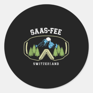 Saas-fee Skibril Resort Zwitserse Alpen Skisport Z Ronde Sticker