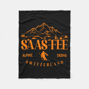 Saas-fee Skigebied Zwitserse Alpen Alpines Skilope Fleece Deken
