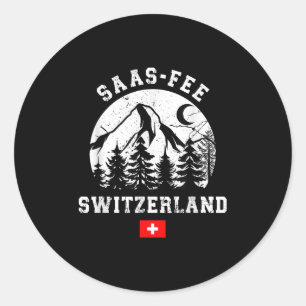 Saas-fee Zwitserland Skigebied Alpen Alpineskiën Ronde Sticker