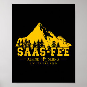 Saas-fee Zwitserland Skigebied Alpineskiën Zwitser Poster