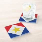 Saba Flag Glazen Onderzetter (Schuin)