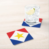 Saba Flag Vierkante Kartonnen Onderzetter (Insitu)