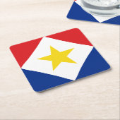 Saba Flag Vierkante Kartonnen Onderzetter (Schuin)