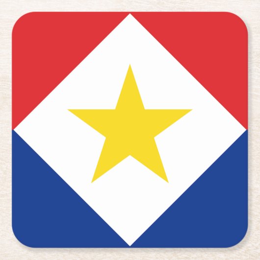 Saba Flag Vierkante Kartonnen Onderzetter (Voorkant)