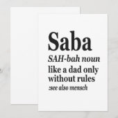 Saba Hebreeuws Opa Definitie Joods Hanukkah Gif Kaart (Voorkant / Achterkant)