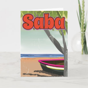 Saba vintage-poster. feestdagen kaart