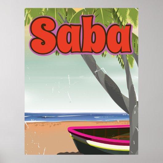 Saba vintage-poster. poster (Voorkant)