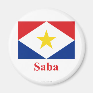 Saba vlag met naam magneet