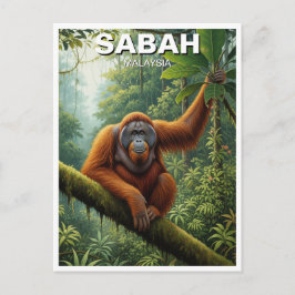 Sabah Malaysia Orangutan Travel Briefkaart