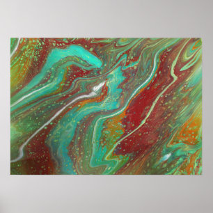 Sabel Dans 3 Stromend Groen Rood Abstracte Poster