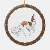 Sabel Dansende Borzoi Kerst Ornament (Achterkant)