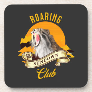 Sabeltandtijger Retro Zonsondergang Avonturenclub Bier Onderzetter