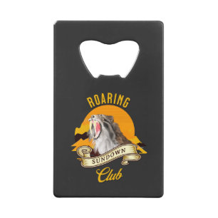 Sabeltandtijger Retro Zonsondergang Avonturenclub Kredietkaart Flessenopener