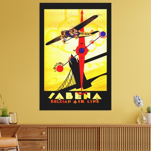 Sabena Art Deco Compass Canvas Afdruk (Insitu (Woonkamer))