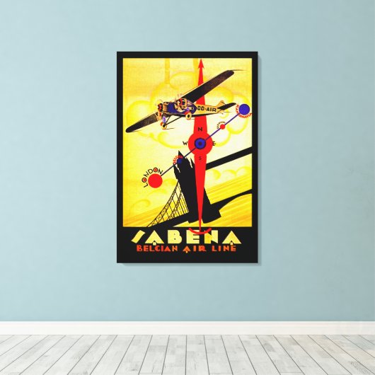 Sabena Art Deco Compass - M Canvas Afdruk (Insitu (Houten vloer))