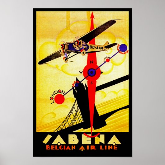Sabena Art Deco Compass Poster (Voorkant)