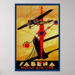 Sabena Art Deco Compass Poster