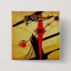 Sabena Art Deco Compass Vierkante Button 5,1 Cm