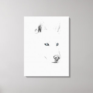 Saber A Siberian Husky Drawing Art Blue Eyes Canvas Afdruk