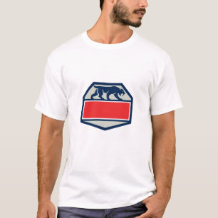 Saber Tooth Tiger Cat Hexagon Retro T-shirt