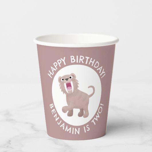 Saber Toothed Tiger Smilodon gepersonaliseerde ver Papieren Bekers (Achterkant)