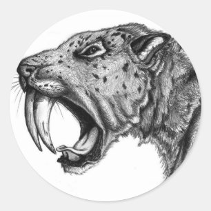 Sabertooth POTLOOD Ronde Sticker