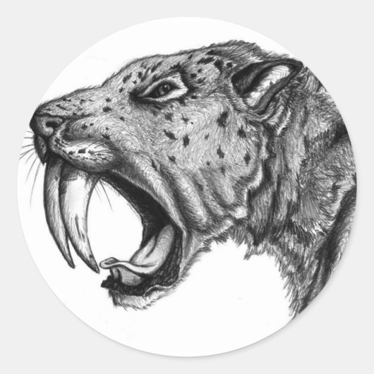 Sabertooth POTLOOD Ronde Sticker (Voorkant)
