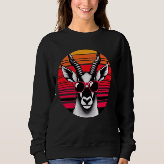 Sable Antelope Retro Sunset Animal Sunglas Trui (Voorkant)