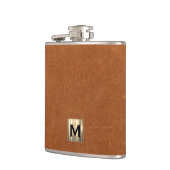 Sable Brown Leather Gold Monogram Heupfles (Links)