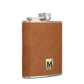 Sable Brown Leather Gold Monogram Heupfles (Rechts)