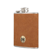 Sable Brown Leather Gold Monogram Heupfles (Links)