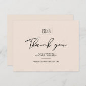 Sable | Carte de remerciements d'entreprise modern (Devant / Derrière)