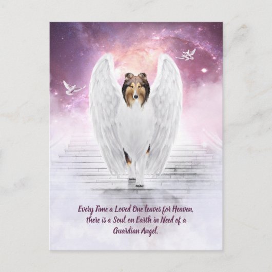 Sable Collie Angel, Dog Heaven - Pet Loss Sympathy Briefkaart (Voorkant)