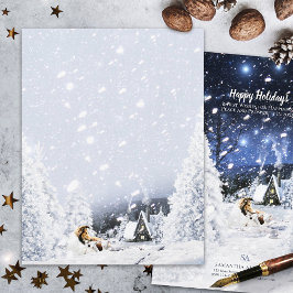 Sable Collie & Lambs, Snowy Kerstmis - Stationery