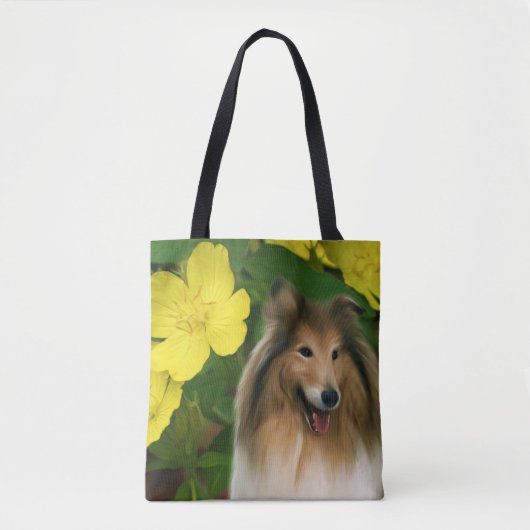 Sable Collie Yellow Primrose Dog Art Draagtas (Voorkant)